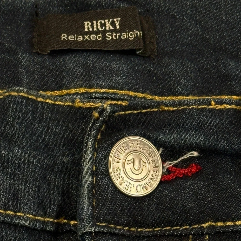 True Religion Ricky Relaxed Straight Denim Shorts Dark Scorched Wash Mens 30 NWT